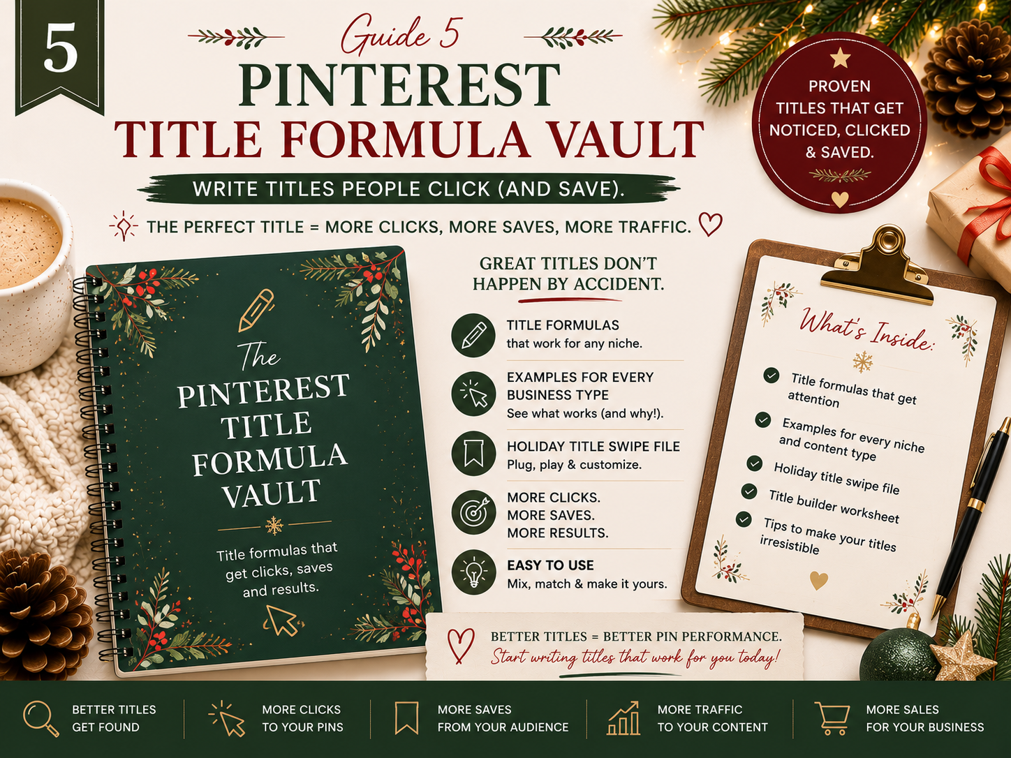 Guide 5: Pinterest Title Formula Vault, write titles people click and save