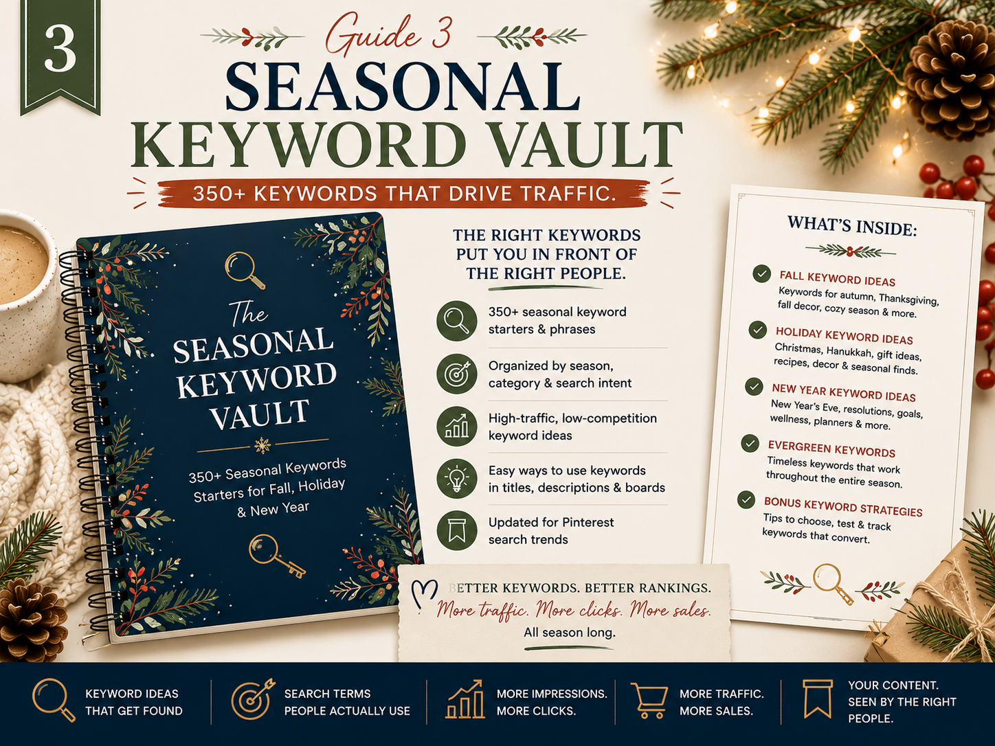 Guide 3: Seasonal Keyword Vault, 350+ keywords that drive traffic